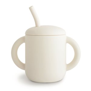 Mushie Silicone Training Cup + Straw - Ivory
